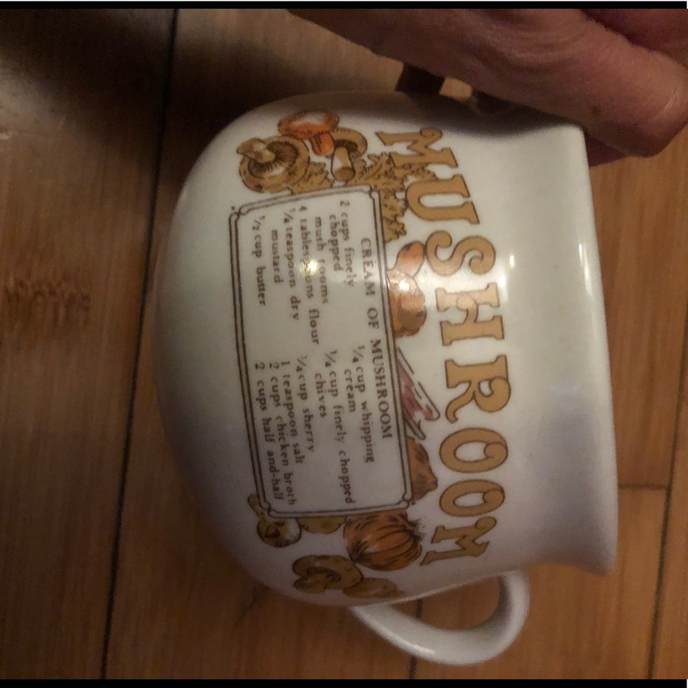 Vintage cream of mushroom recipe mug